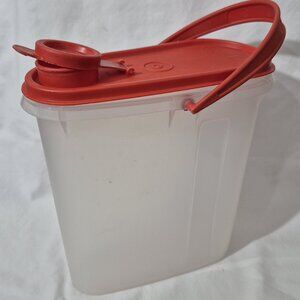 Vintage 2 Qt, Tupperware Slimline Juice Pitcher w/Red Handle and Lid